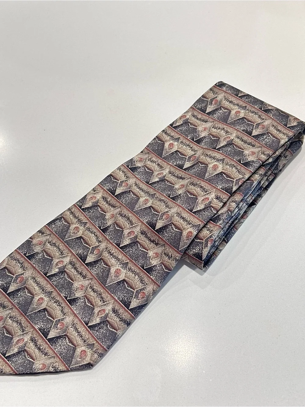 Vintage Barrington Mens 100% Silk Tie Geometric Abstract Made USA Necktie